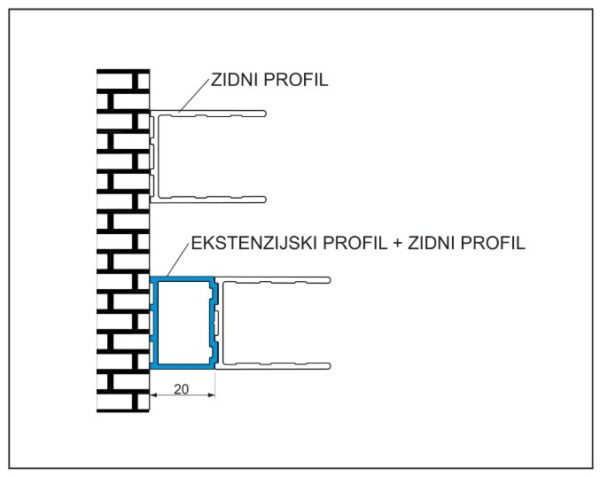 6100021 EKSTENZ. PR. 2,0 CM, OASIS, L=2007 MM, SILVER