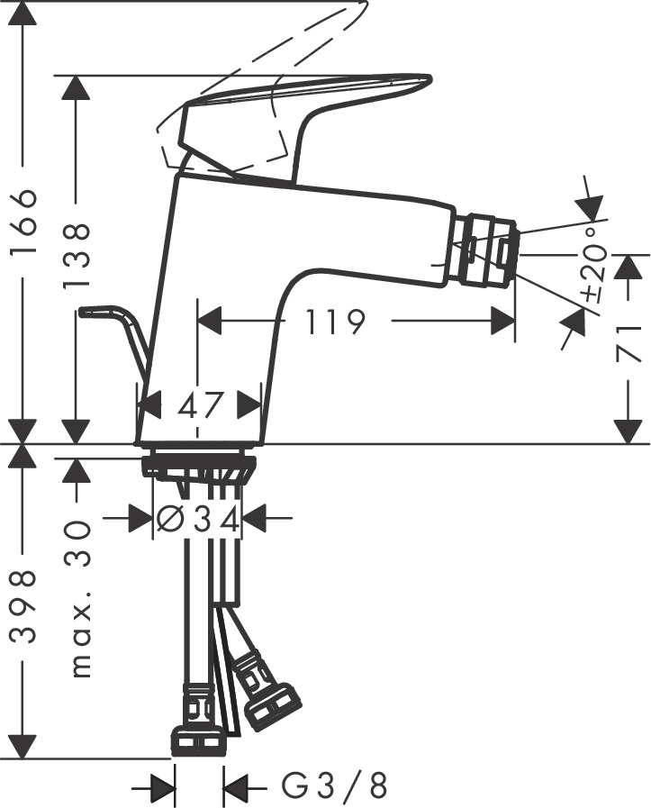 71204000 MIJEŠALICA HANSGROHE LOGIS 70 BIDE