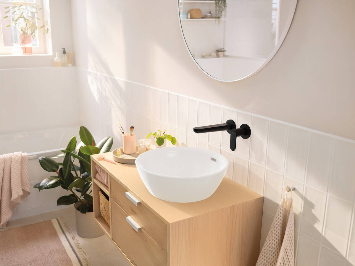 72528670 MIJEŠALICA PODŽBUKNA HANSGROHE REBRIS S UMIVAONIK CRNA 20 cm