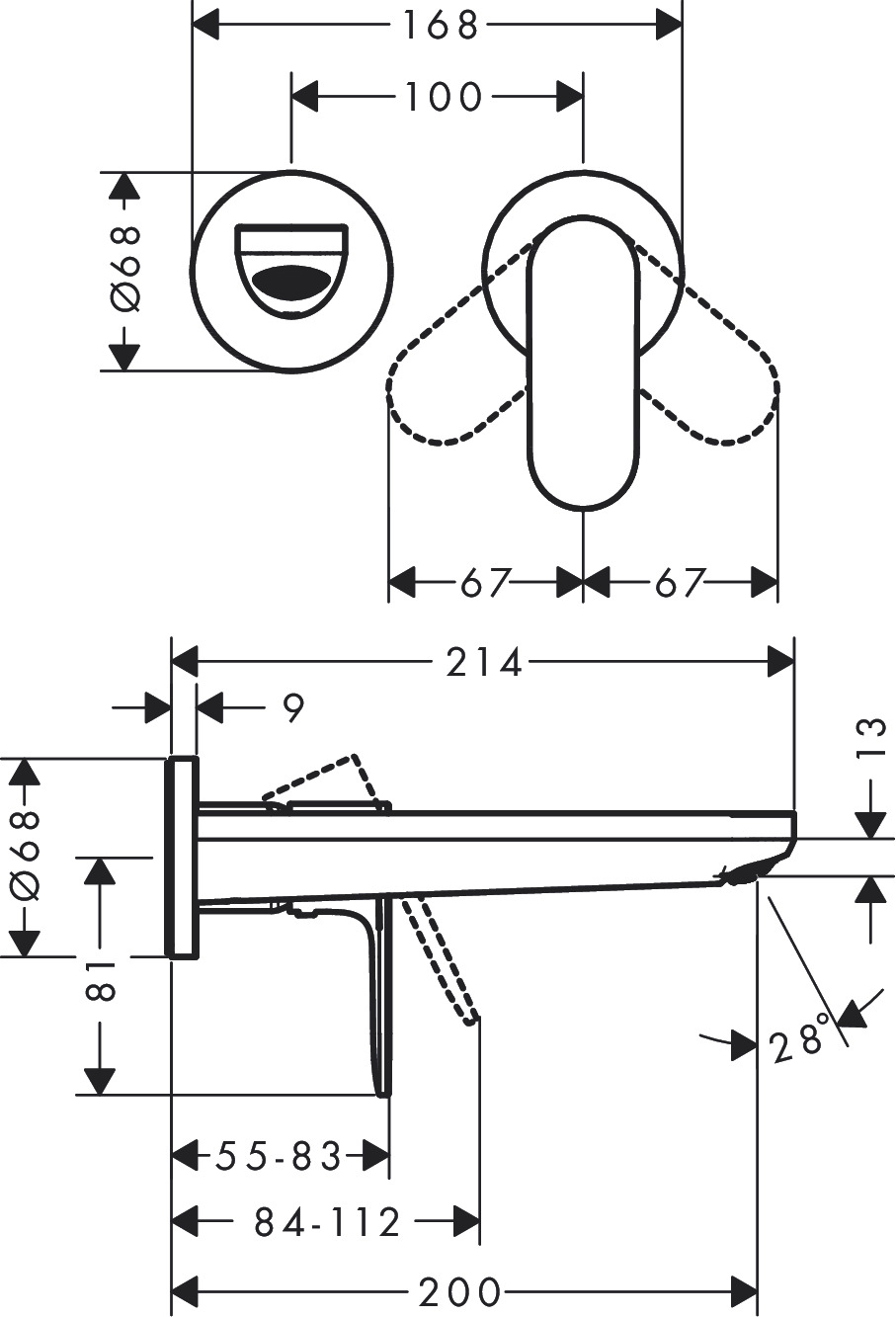 72528000 MIJEŠALICA PODŽBUKNA HANSGROHE REBRIS S UMIVAONIK KROM 20 cm