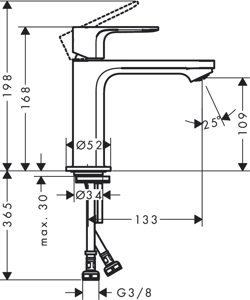 72520670 MIJEŠALICA HANSGROHE REBRIS S UMIVAONIK 110 CRNA COOLSTART