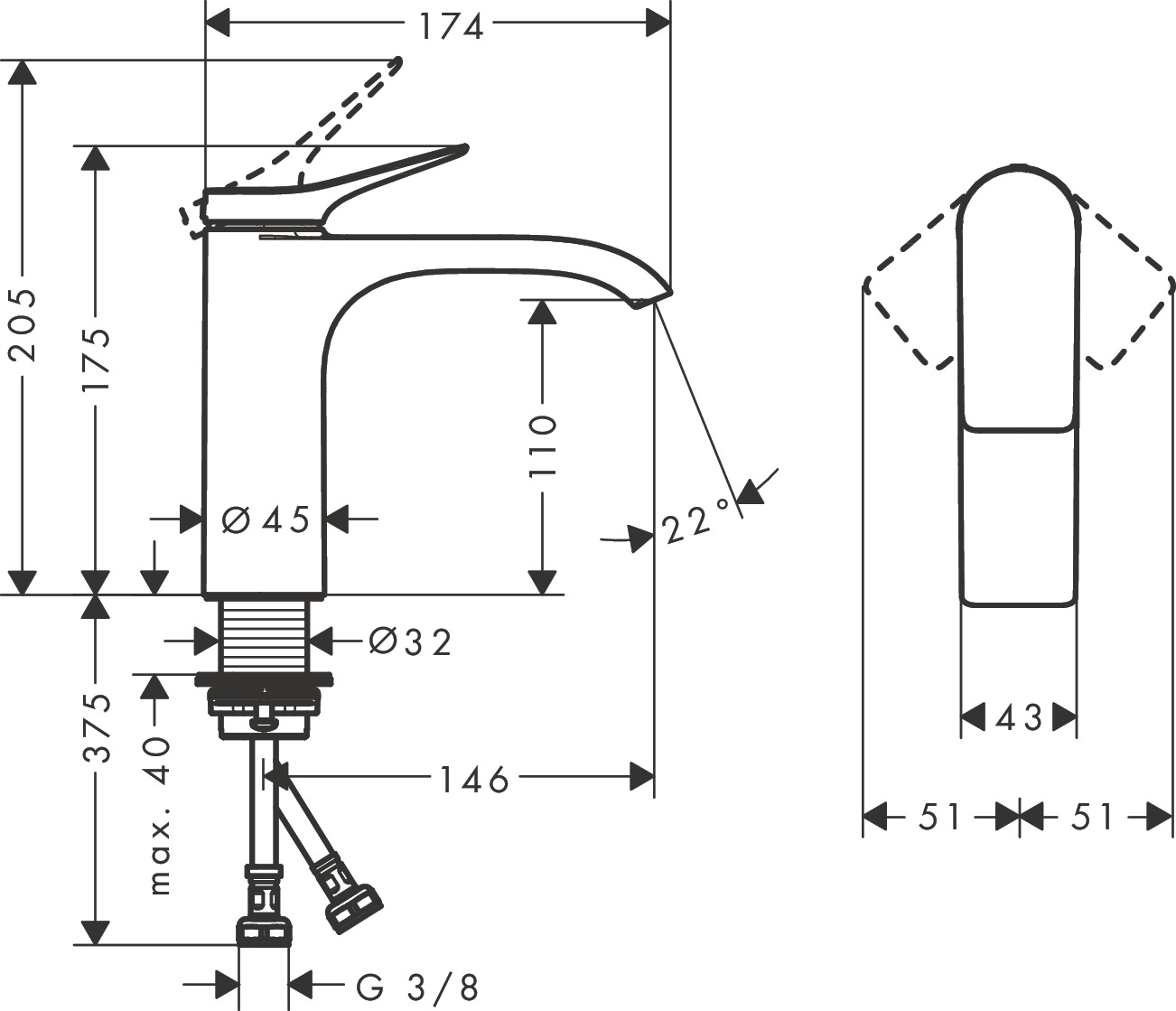 75022000 MIJEŠALICA HANSGROHE VIVENIS UMIVAONIK 110 KROM