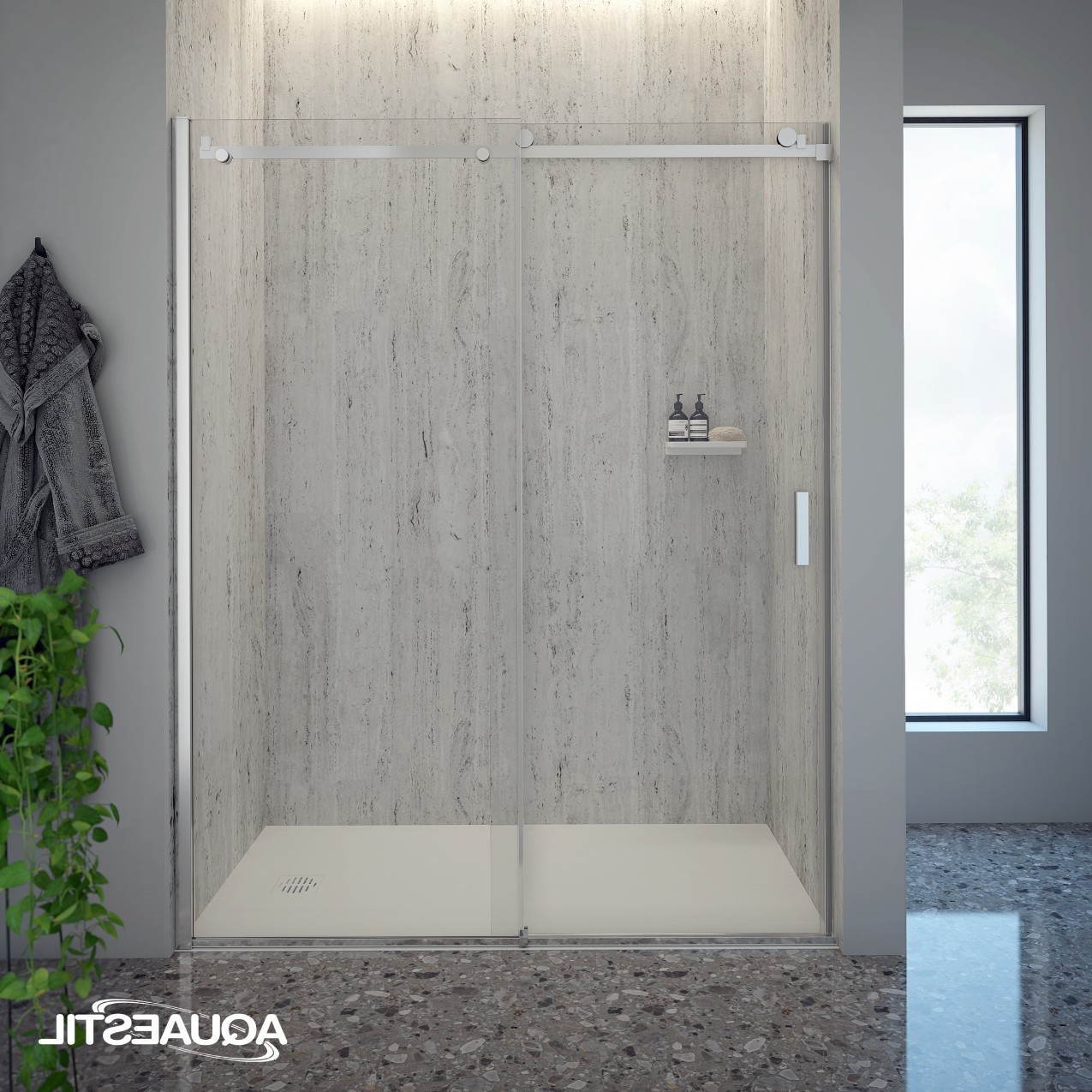 6104335 TUŠ VRATA ARTEGO D 180 L ZA NIŠU, SILVER/PROZ.