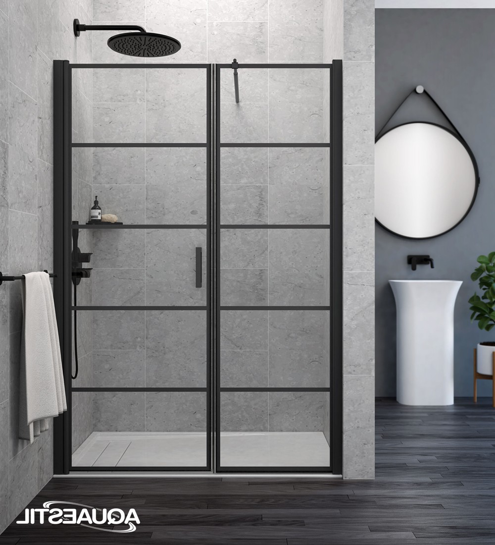 6104208 TUŠ VRATA MARS D ZA NIŠU GLAM 100 L, CRNA MAT/PRO.