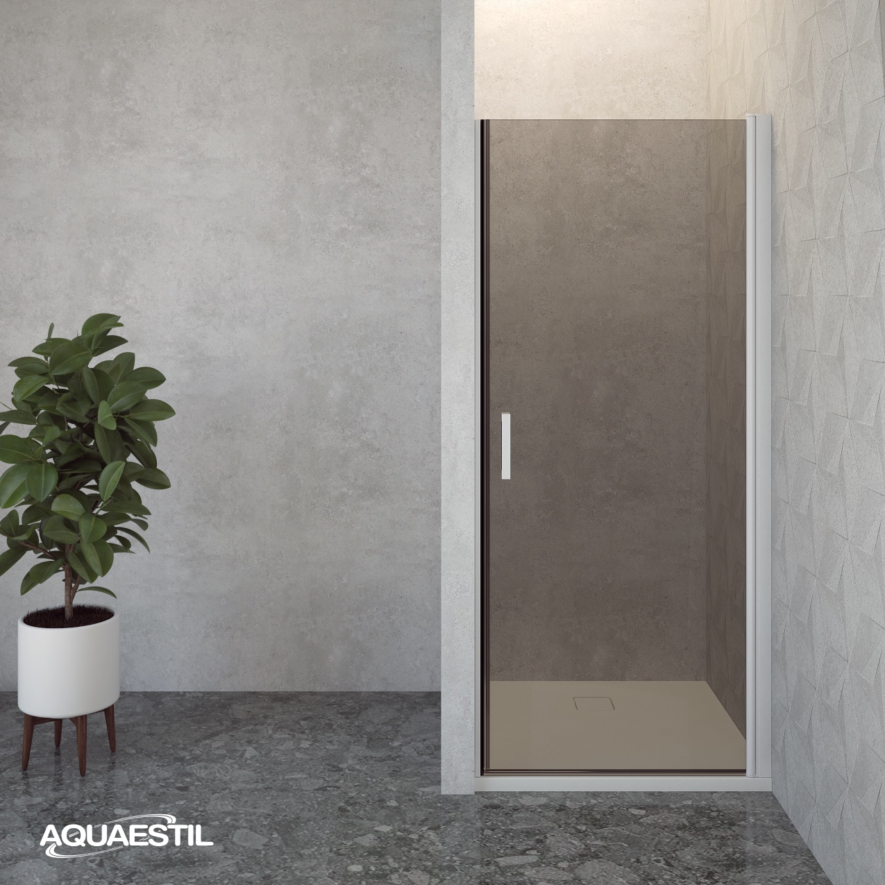 6104393W TUŠ VRATA OASIS D ZA NIŠU 100 D, BIJELA MAT/SIVO