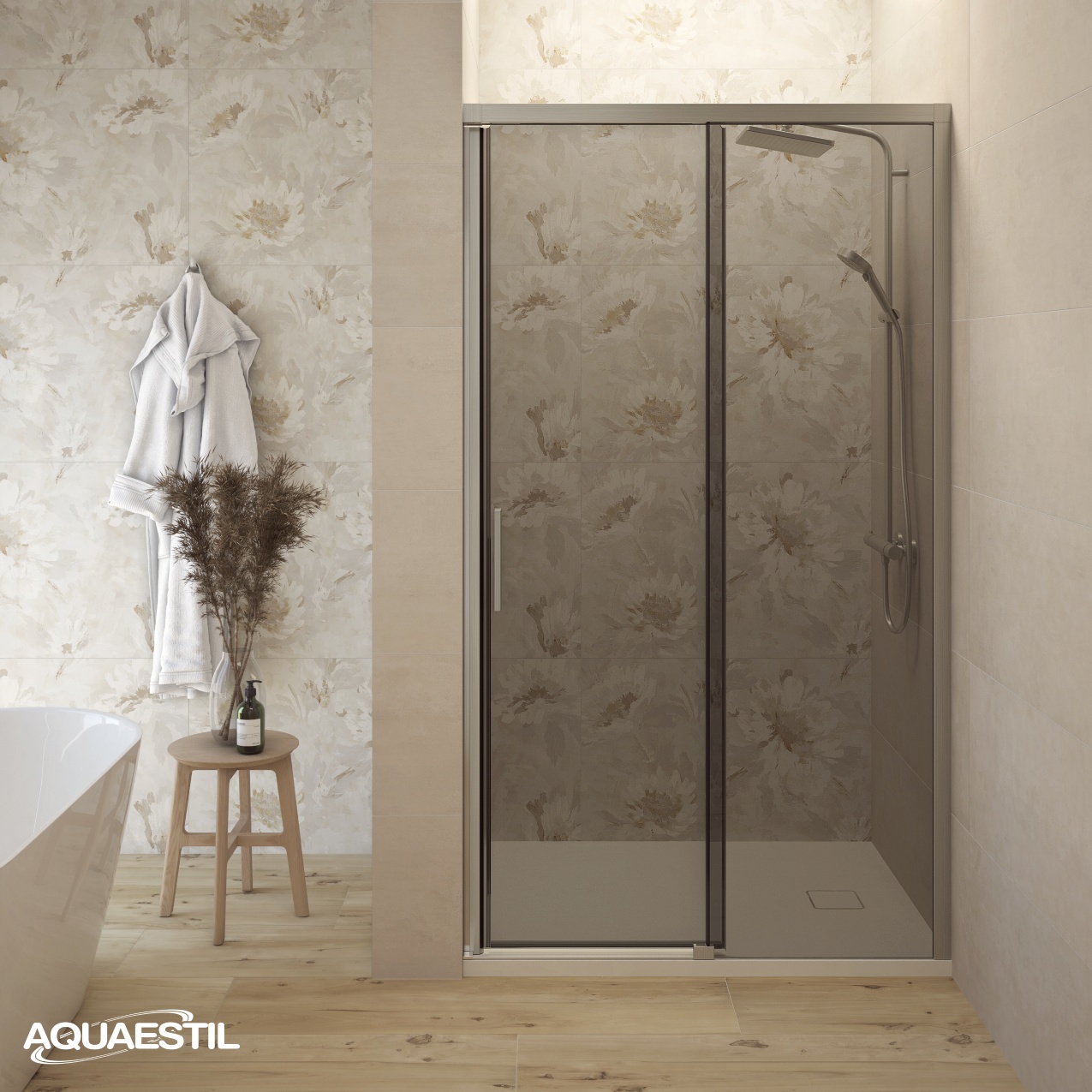 6104723 TUŠ VRATA HARMONY D ZA NIŠU 180 L, SILVER/SIVO